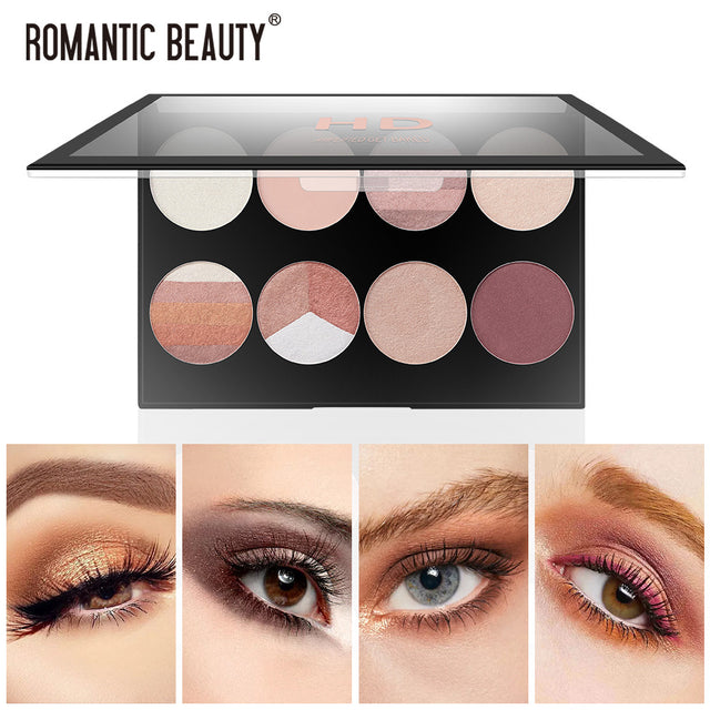 Romantic Beauty 8-Compartment Multi-Color Eyeshadow Pearl Matte Easy To Apply Finishing Eyeshadow Palette - V.I.P Digital Presence