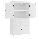 Bathroom Storage Cabinet, Cabinet with Two Doors and Drawers, Adjustable Shelf, MDF Board, White - V.I.P Digital Presence