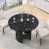 42.12"Modern Round Dining Table with Printed Black Marble Table Top for Dining Room - V.I.P Digital Presence