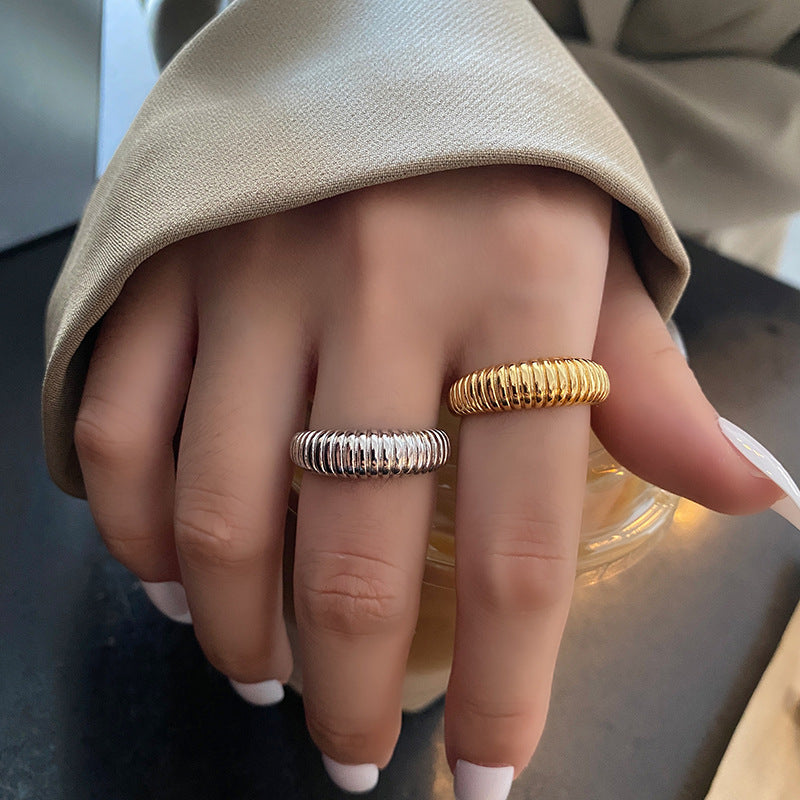 Temperament spiral pattern metal texture open index finger ring Hong Kong style anchor jewelry - V.I.P Digital Presence
