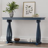 48-Inch Rustic Vintage Console Table --- Farmhouse Style Entryway Table with Open Shelf and Sturdy Construction (Navy) - V.I.P Digital Presence