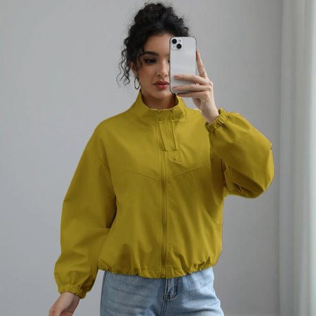 Fashionable Waterproof Short Jacket with Stand Collar for Women - V.I.P Digital Presence
