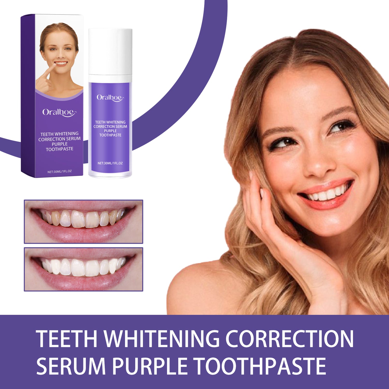 Vip Toothpaste Teeth Whitening Correction Serum Purple Toothpaste, Clean Tooth Stains ...