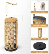 Freestanding Toilet Paper Holder with Storage 3 Rolls of Tissue Holder for Bathroom Handmade Woven Toilet Paper Roll Stand - V.I.P Digital Presence