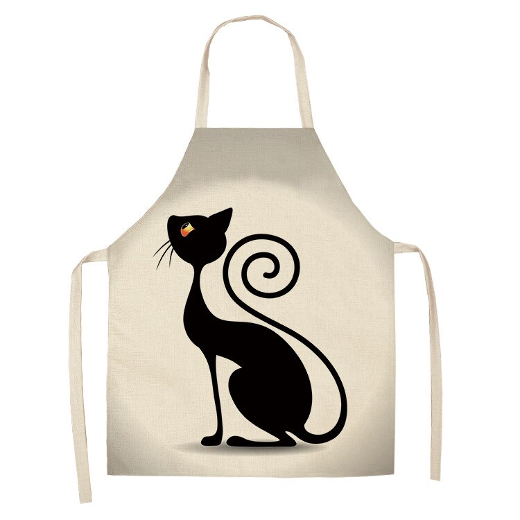 Cat Kitchen Aprons For Women Cotton Linen Bibs Household Cleaning Pinafore Home Cooking Apron kids kitchen barber - V.I.P Digital Presence