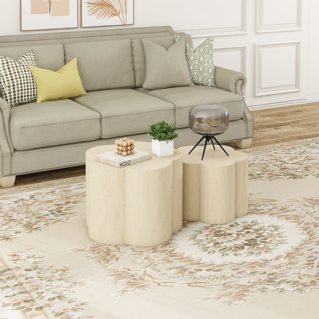 Coffee Table Set of 2, Cloud Coffee Table ,Nesting Coffee Table,End table, Sidetable for Living room ,Bedroom,Office ,Balcony - V.I.P Digital Presence