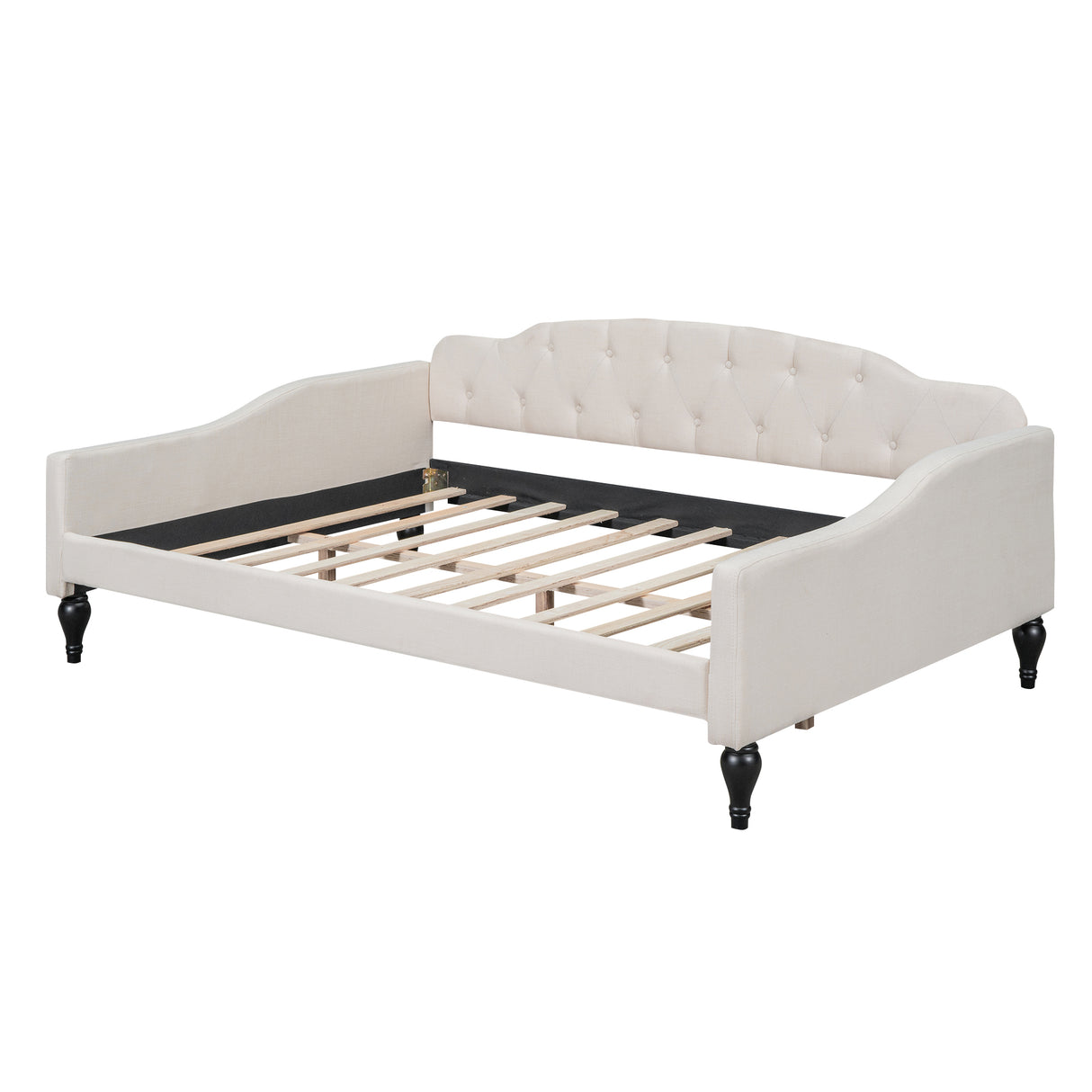 Full Size Upholstered Tufted Daybed Beige - V.I.P Digital Presence
