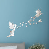 Angelic Flying Mirror Wall Stickers, Fairy Scattering Flowers Acrylic DIY Decorations for Living Room and Dining Room, New Arrival Butterfly and Flower Designs - V.I.P Digital Presence