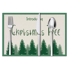 stmas linen placemats holiday party decorations insulation mats linen Christmas tree printed coasters - V.I.P Digital Presence