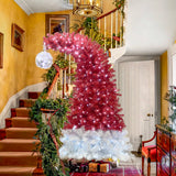 6FT hinge fir artificial fir curved top Christmas tree, bendable, 1250 lush branch hints, 300 LED Christmas lights - V.I.P Digital Presence