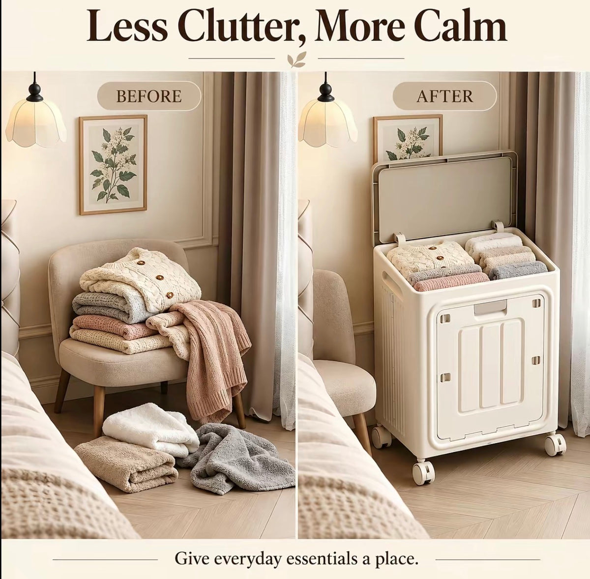 LuxeRoll Wheeled Laundry Basket