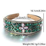 Fashionable diamond inlaid four leaf clover Baroque retro full inlaid rhinestone sponge headband - V.I.P Digital Presence