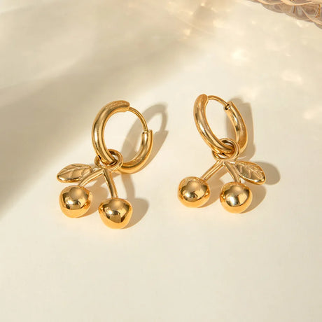 Stainless Steel Cherry Drop Earrings - V.I.P Digital Presence