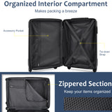 Hardshell Luggage Sets 3 Pcs Spinner Suitcase with TSA Lock Lightweight 20''24''28'' Blue + ABS