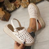 Baotou sandals women's thick soled sloping heel retro hemp rope hollowed out women's sandals - V.I.P Digital Presence