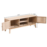 SUPERJARE Boho TV Stand for 55 Inch TV, Entertainment Center with Adjustable Shelf,Real Rattan TV Console with 2 Cabinets - V.I.P Digital Presence