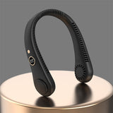 Ventilador de cuello recargable sin aspas, portátil, para exteriores, colgante, 5 velocidades, ajustable, caja de plástico, manos libres