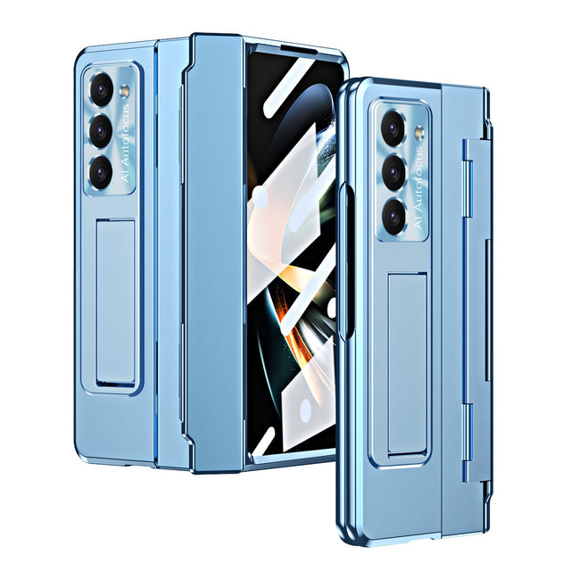 Samsung zfold 5 phone case FOLD4 flat hinge folding protective cover FOLD3 solid color bracket anti drop suitable - V.I.P Digital Presence
