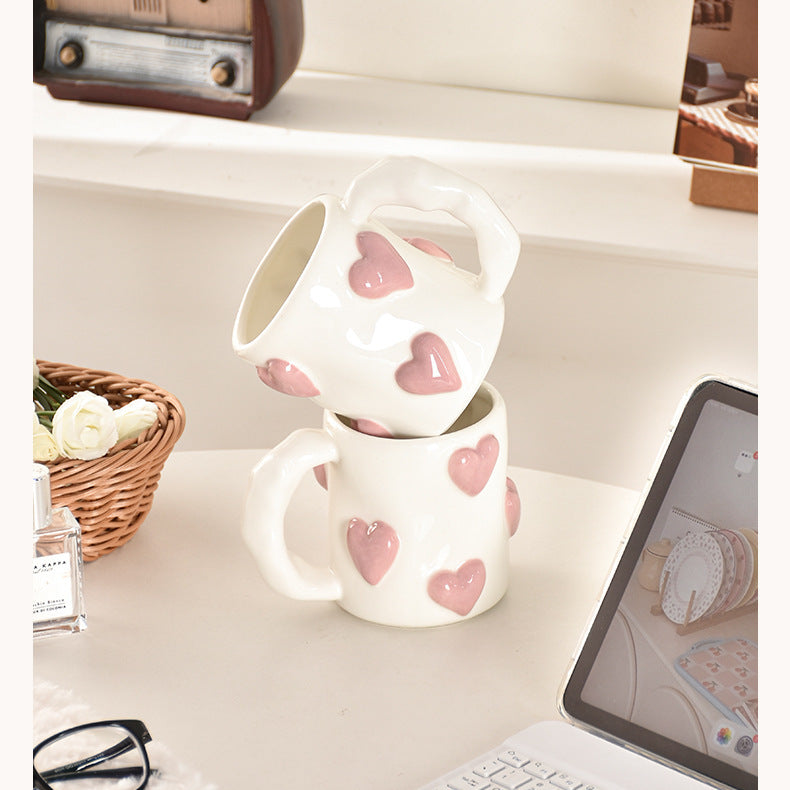 Peach Heart Ceramic Cup High Beauty Pink Girl Heart Mug Couple Water Cup Home Coffee Cup - V.I.P Digital Presence