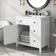 30" Bathroom Vanity with Sink Top, Bathroom Vanity Cabinet with Door and Two Drawers, Solid Wood Frame, One Package, White - V.I.P Digital Presence