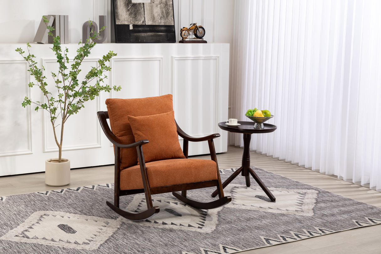 woven fabric Mid Century Modern Accent Chairs Comfy Upholstered Glider Arm Chair with Solid Wood for Living Room Bedroom Balcony - V.I.P Digital Presence