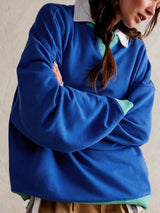 Contrast Dropped Shoulder Long Sleeve Sweatshirt - V.I.P Digital Presence