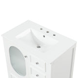 30" Bathroom Vanity with Sink, Bathroom Vanity Cabinet with Three Drawers and Door, Solid Wood and MDF, White - V.I.P Digital Presence