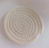 Cotton thread placemat hand woven insulation mat bowl mat cup mat thickened and simple cotton linen table mat - V.I.P Digital Presence