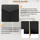 ON-TRANS 47.2 inch x 31.4 inch multifunctional rectangular sofa table with 2 drawers and gold wood grain leg center table, black - V.I.P Digital Presence