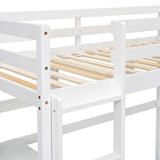 Twin Loft Bed with built-in desk and bookcase of three compartments, Guardrails and Ladder,White - V.I.P Digital Presence