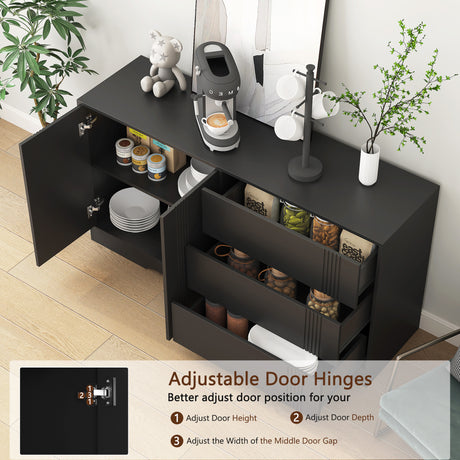 Modern kitchen buffet lockers with storage space, drawers and doors, and a large coffee bar with adjustable kitchen shelves - V.I.P Digital Presence