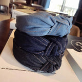 New Fashion Denim Hairband Wide Side Headband Center Knot Headwear Soft Turban Hair Accessories - V.I.P Digital Presence