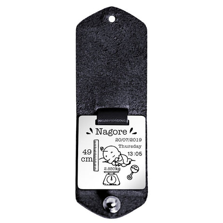 Personal Custom Customized New Baby Born Brand Commemorative Leather Stainless Steel Keychain - V.I.P Digital Presence