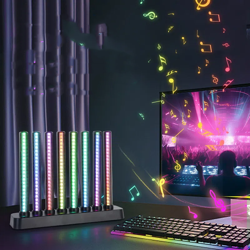 Striped RGB desktop ambient light, colorful ABS music rhythm e-sports bedroom desktop ambient light - V.I.P Digital Presence
