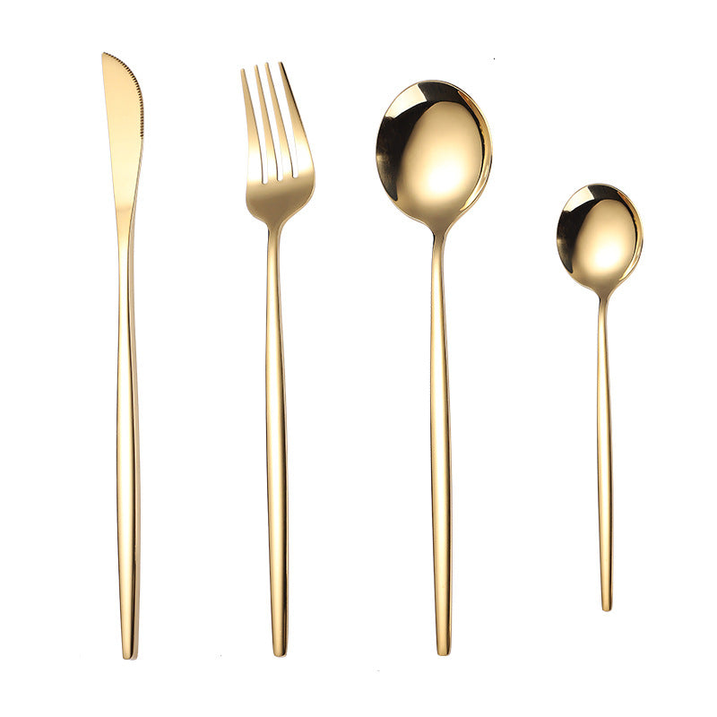 Portuguese Stainless Steel Knife Fork Spoon Golden Steak Knife Fork Set Four-Piece Tableware Set - V.I.P Digital Presence