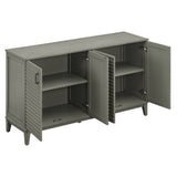 TREXM side panel with 4-door large storage buffet, adjustable shelves and metal handles (antique gray) - V.I.P Digital Presence