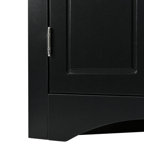 Black Triangle Bathroom Storage Cabinet with Adjustable Shelves, Freestanding Floor Cabinet for Home Kitchen - V.I.P Digital Presence