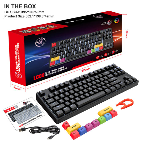 87 key wired mechanical gaming keyboard with red axis for esports and office use, with over 20 types of white light insertable shafts - V.I.P Digital Presence