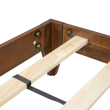 Mid-Century Modern Platform Bed Wood Slat Support with No Box Spring Needed,Full, Walnut - V.I.P Digital Presence