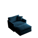 Ottoman modern style chair, living room club chair Chenille cushioned armchair, bedroom reading chair, blue - V.I.P Digital Presence