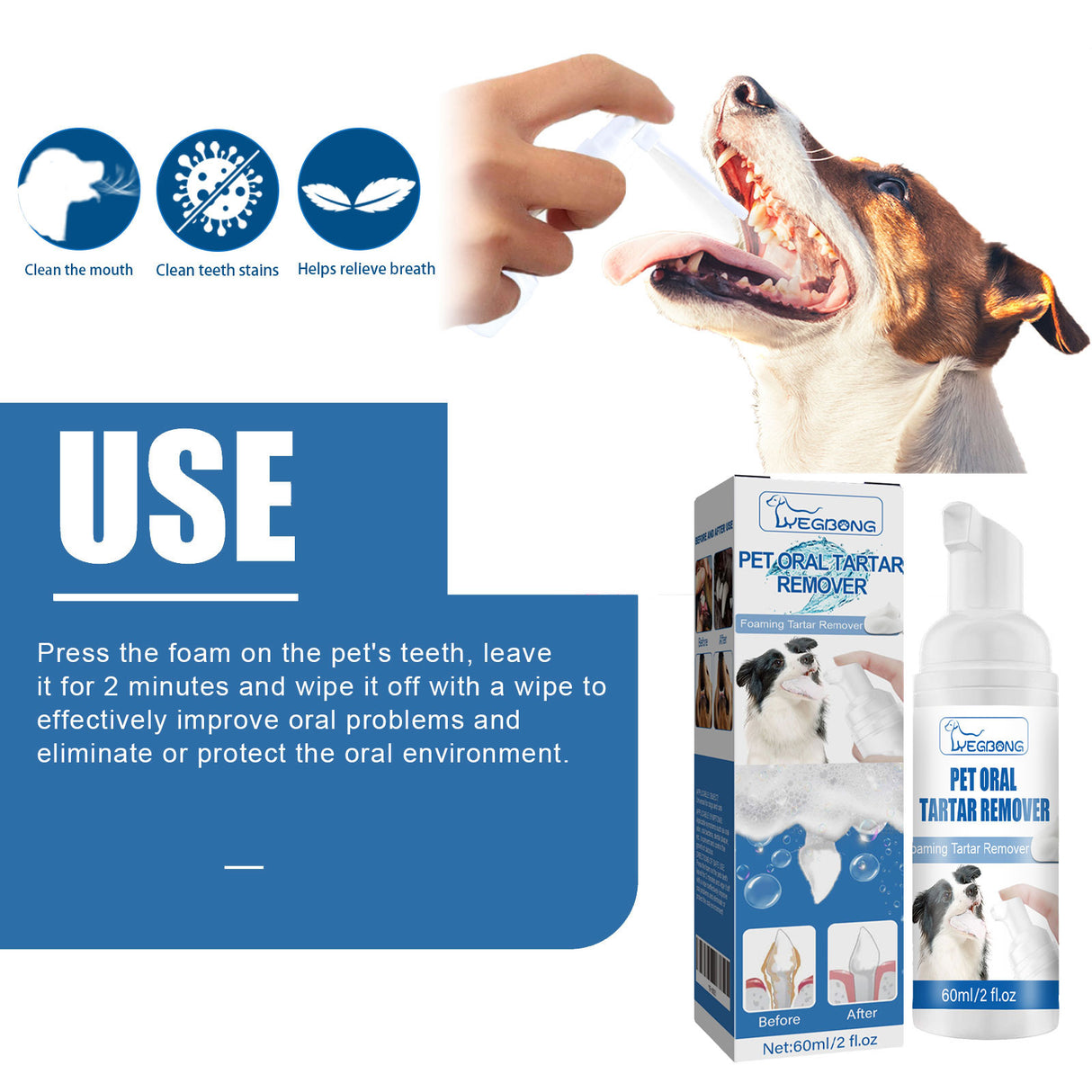 Pet Tartar Remover, Removing Dental Calculus Yellow Teeth Halitosis Cleaning Teeth Mouth Foam Cleaner - V.I.P Digital Presence