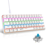 Mechanical keyboard 61 key short style small keyboard for office typing, black and white dual splicing ice blue backlit blue axis gaming keyboard - V.I.P Digital Presence