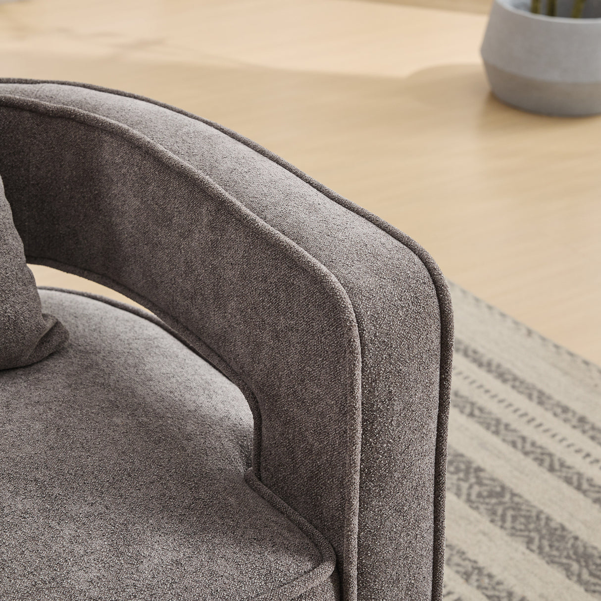 29.1"W Swivel Accent Open Back Chair Modern Comfy Sofa Chair With Weathered Base (Charcoal,Linen Blend) - V.I.P Digital Presence