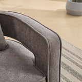 29.1"W Swivel Accent Open Back Chair Modern Comfy Sofa Chair With Weathered Base (Charcoal,Linen Blend) - V.I.P Digital Presence