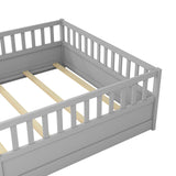 Full size floor bed, children's floor bed frame, Montessori wood floor bed, support Flat noodles gray - V.I.P Digital Presence