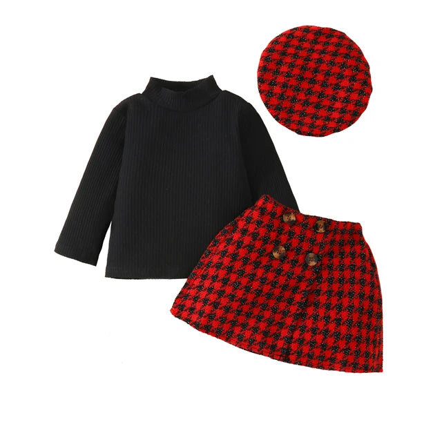ma&baby 6M-3Y Christmas Newborn Infant Toddler Baby Girl Clothes Sets Knit Long Sleeve Tops Plaid Skirts Hat Xmas Outfits D05 - V.I.P Digital Presence