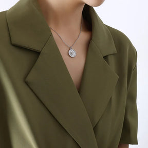 Zircon Star Moon Romantic Necklace Titanium Steel Gold Plated Round Pendant Neck Chain - V.I.P Digital Presence