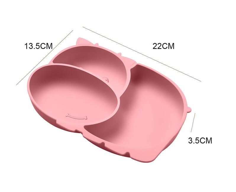 Juego de vajilla infantil de silicona para bebé, todo en uno, con compartimento para ventosa, tazón, tenedor, cuchara y plato. 