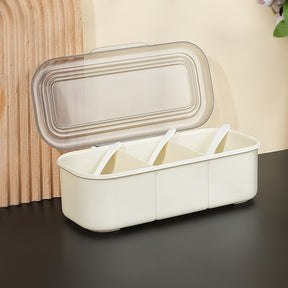 Japanese minimalist seasoning box, kitchen supplies, transparent multi grid with lid for household use - V.I.P Digital Presence