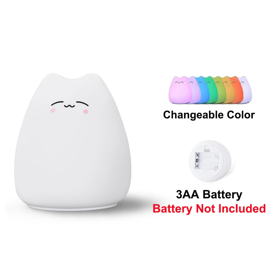 Touch Night Light Colorful Cat Silicone Animal Light Led Cartoon Lamp Bedroom Decoration Lights Bedside Lighting - V.I.P Digital Presence